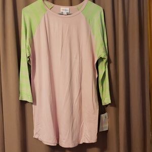 Lularoe randy pink/green baseball tee small